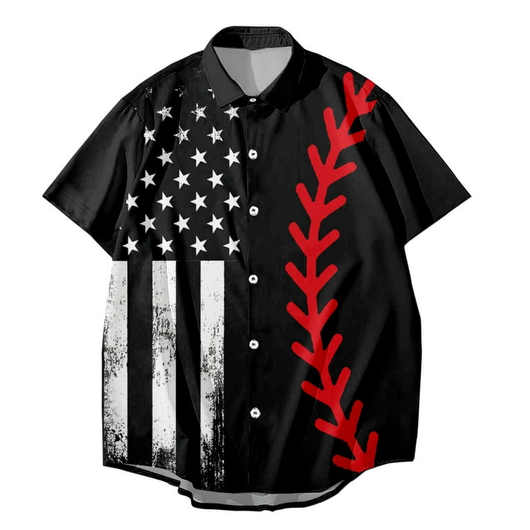 ZCFZJW Big and Tall Regular Fit T Shirts for Men July 4th American Flag Pattern Graphic Tee Shirts Trendy Summer Short Sleeve Baseball Patriotic Shirt
