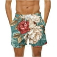 thumbnail image 1 of ZCFZJW Big and Tall Swim Trunks for Men Lightweight Casual Drawstring Floral Pattern Print Summer Beach Hawaiian Shorts Regular Fit Soft Comfortable Short Pants with Pockets Multicolor#01 XXXL, 1 of 6