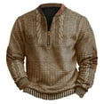thumbnail image 1 of ZCFZJW Big and Tall Regular Fit Casual Sweaters for Men Long Sleeve 1/4 Zip up Pullovers Loose Lightweight Comfy Cable Knit Warm Jacket Tops Khaki M, 1 of 3