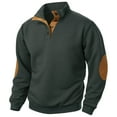 thumbnail image 1 of ZCFZJW Button up Hooded Sweatshirts for Men Lightweight Casual Elbow Patch Long Sleeve Stand Collar Pullover Sweater Tops Trendy Comfy Outwear Jacket with Pockets Dark Gray M, 1 of 5