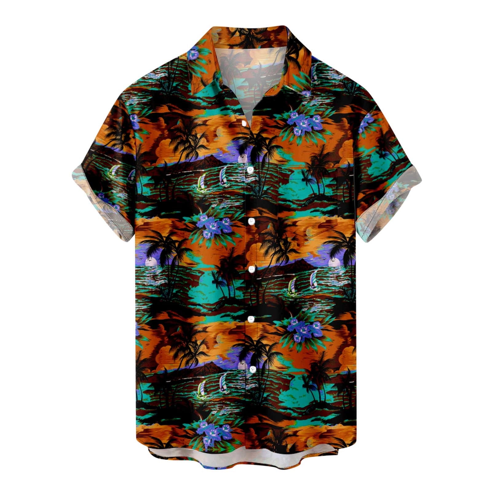 ZCFZJW Tropical Beach Shirts for Men Hawaiian Style Casual Short Sleeve  Button Down Palm Tree Print T Shirts Regular Fit Holiday Gift Tops Dark  Gray XXXL 