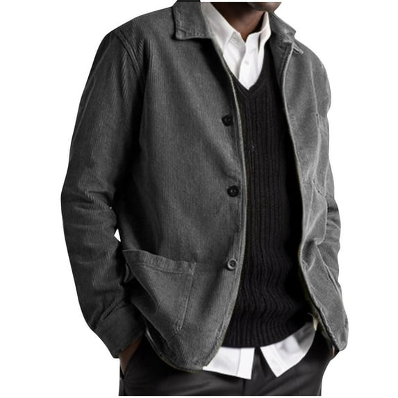 ZCFZJW Casual Jackets for Men Fashion Long Sleeve Button up Lightweight Thin Jacket Outwear Loose Regular Fit Comfy Workout Shirts with Pockets Gray S