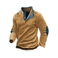 thumbnail image 1 of ZCFZJW Casual Waffle Knit Pullover Sweater Tops for Men Big and Tall Regular Fit Solid Color Button up Long Sleeve Stand Collar Workout Sweatshirts Yellow XL, 1 of 5