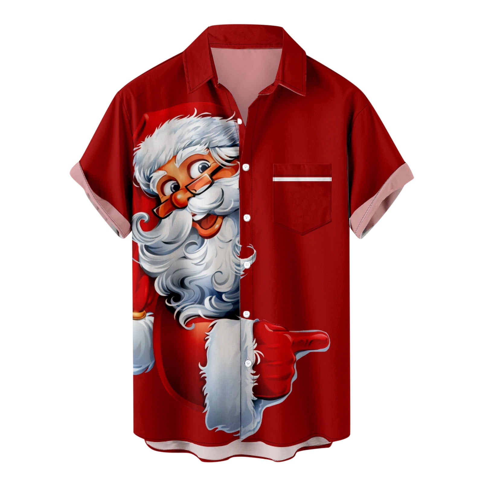 ZCFZJW Christmas Shirts for Men Casual Short Sleeve Funny Xmas Santa ...