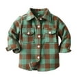 thumbnail image 1 of ZCFZJW Little Kids Toddler Baby Boy Girl Flannel Shirt Jacket Plaid Long Sleeve Lapel Button Down Shacket Fall Winter Warm Coat Outwear A#17-Green 3-4 Years, 1 of 9
