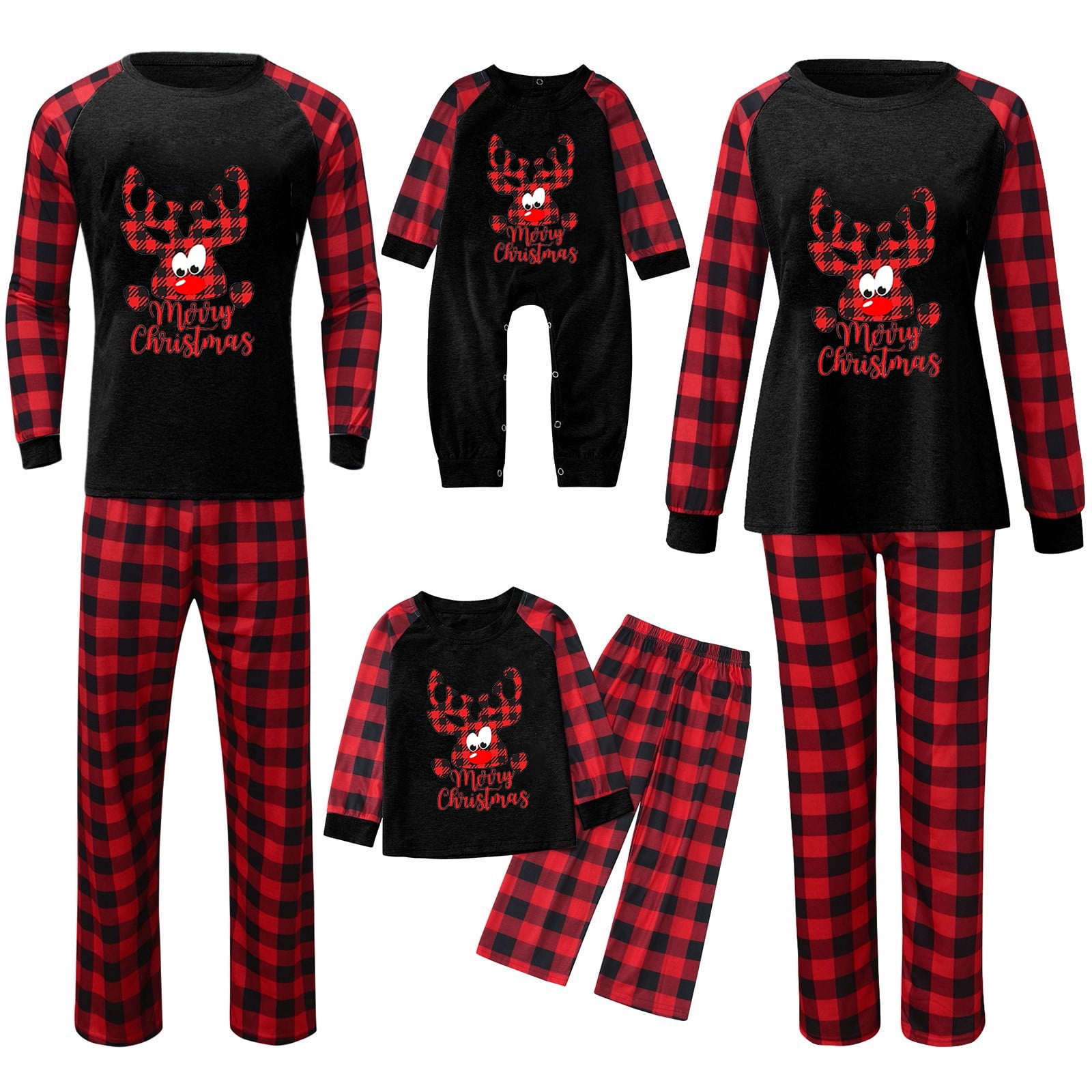 ZCFZJW Clearance Matching Christmas Pjs Plus Merry Christmas Cute Red