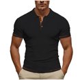 thumbnail image 1 of ZCFZJW Collared Muscle T-Shirts Men Slim Fit Textured Knit Athletic Workout Tees Shirts Short Sleeve 1/4 Button Down Shirts Casual Stylish Tshirt Tops Black XL, 1 of 9