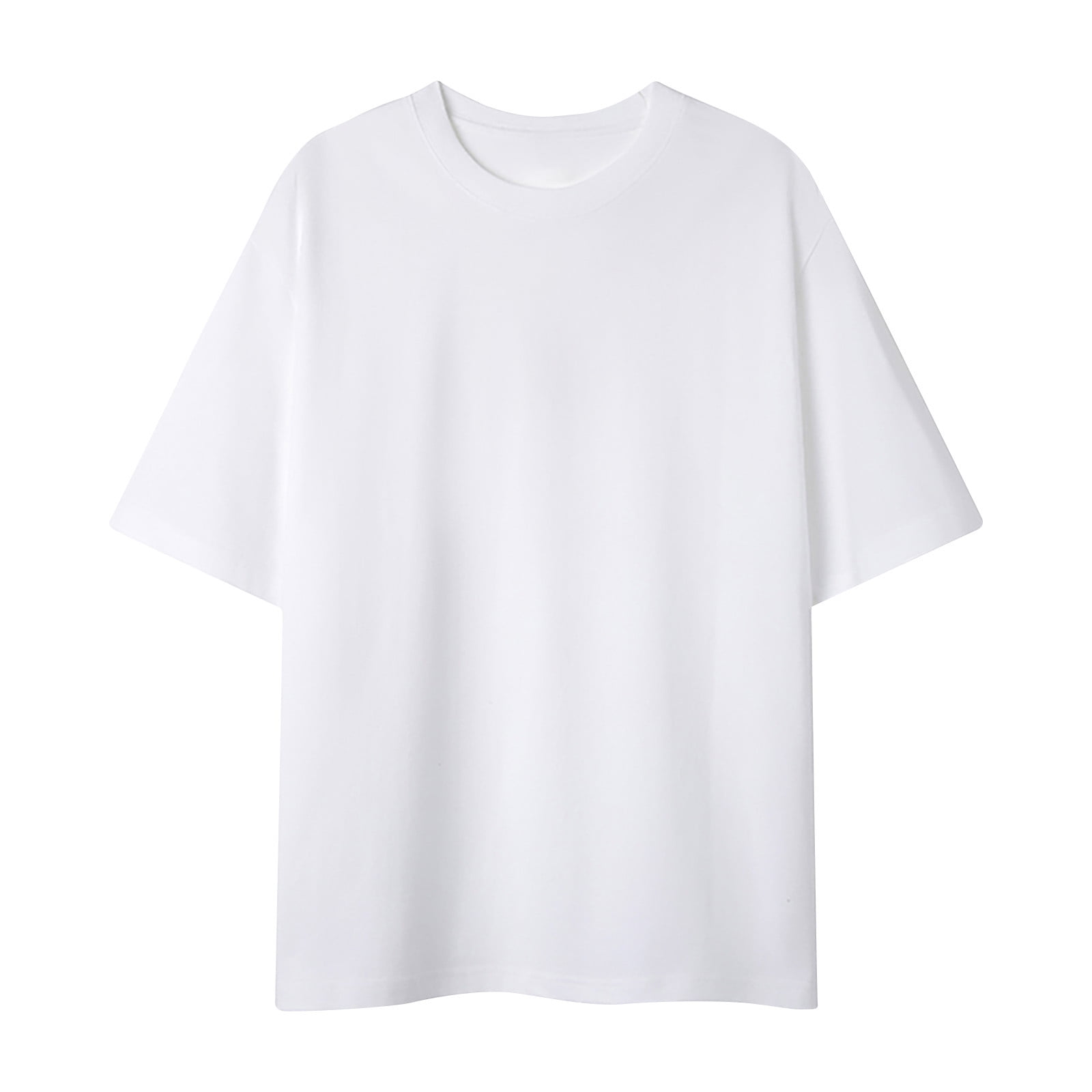 ZCFZJW Cool T-Shirts for Men Big and Tall Regular Fit Casual Summer Short Sleeve Solid Color Crew Neck Basic Workout Tees Shirt Oversized Baggy Pullover Tops White XXXXL