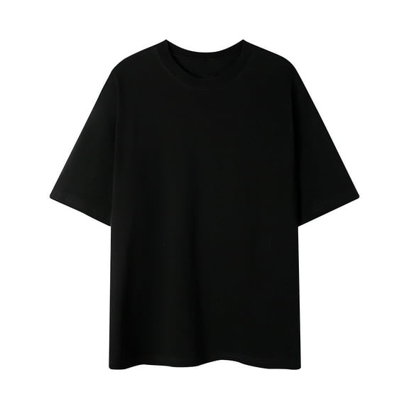 ZCFZJW Cool T-Shirts for Men Big and Tall Regular Fit Casual Summer Short Sleeve Solid Color Crew Neck Basic Workout Tees Shirt Oversized Baggy Pullover Tops Black XXXXL