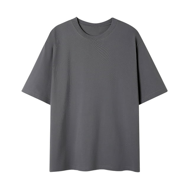 ZCFZJW Cool T-Shirts for Men Big and Tall Regular Fit Casual Summer Short Sleeve Solid Color Crew Neck Basic Workout Tees Shirt Oversized Baggy Pullover Tops Dark Gray XXXXXL