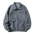thumbnail image 1 of ZCFZJW Corduroy Jackets for Men Casual Long Sleeve Full Zip Up Winter Plush Thick Warm Lapel Coat Outwear with Pockets Gray XXXXXL, 1 of 7