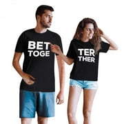 ZCFZJW Couple T-Shirts for Him Her Short Sleeve Funny Letters Printed Valentine's Day Tops Loose Fitted Casual Holiday Tees Shirt for Women/Men Wife/Husband Black#01 Women-L