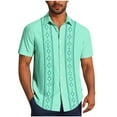 thumbnail image 1 of ZCFZJW Cuban Guayabera Shirts for Men Vintage Striped Printed Short Sleeve Casual Button Down Hawaiian Shirts Summer Vacation Tshirts Mint Green M, 1 of 6