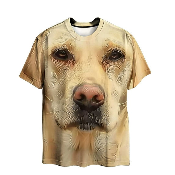 ZCFZJW Cute 3D Dogs Printed T-Shirts for Men Big and Tall Regular Fit Casual Summer Short Sleeve Crewneck Basic Tees Tops Novelty Graphic Tshirts Beige XXL