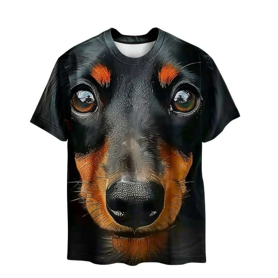 ZCFZJW Cute 3D Dogs Printed T-Shirts for Men Big and Tall Regular Fit Casual Summer Short Sleeve Crewneck Basic Tees Tops Novelty Graphic Tshirts Black#01 L