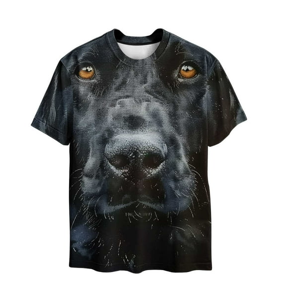ZCFZJW Cute 3D Dogs Printed T-Shirts for Men Big and Tall Regular Fit Casual Summer Short Sleeve Crewneck Basic Tees Tops Novelty Graphic Tshirts Black#05 XXL