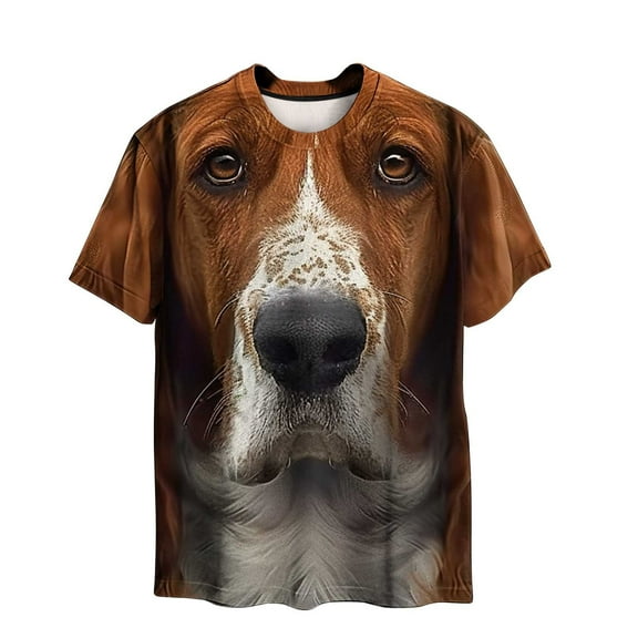 ZCFZJW Cute 3D Dogs Printed T-Shirts for Men Big and Tall Regular Fit Casual Summer Short Sleeve Crewneck Basic Tees Tops Novelty Graphic Tshirts Coffee#01 S