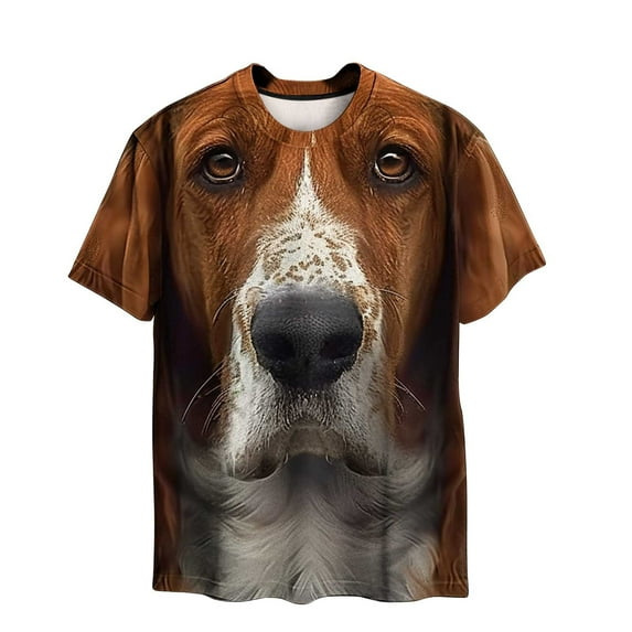 ZCFZJW Cute 3D Dogs Printed T-Shirts for Men Big and Tall Regular Fit Casual Summer Short Sleeve Crewneck Basic Tees Tops Novelty Graphic Tshirts Coffee#01 XXXL