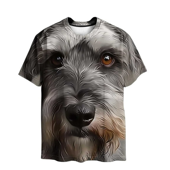 ZCFZJW Cute 3D Dogs Printed T-Shirts for Men Big and Tall Regular Fit Casual Summer Short Sleeve Crewneck Basic Tees Tops Novelty Graphic Tshirts Gray#01 XL