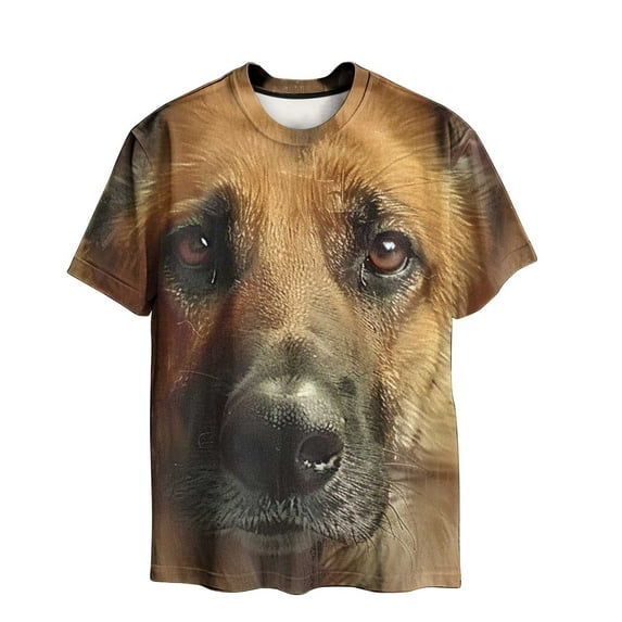 ZCFZJW Cute 3D Dogs Printed T-Shirts for Men Big and Tall Regular Fit Casual Summer Short Sleeve Crewneck Basic Tees Tops Novelty Graphic Tshirts Khaki#01 XXL
