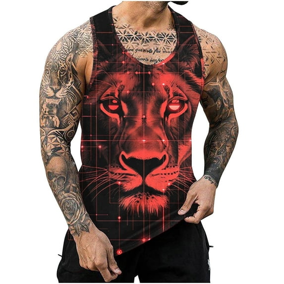 ZCFZJW Cute Animal Print Tank Tops for Men Big and Tall Regular Fit Casual Summer Sleeveless Graphic Tees Shirt Trendy Crew Neck Workout Tshirt Vest Multicolor#03 XXL