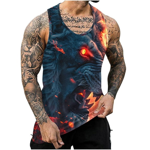 ZCFZJW Cute Animal Print Tank Tops for Men Big and Tall Regular Fit Casual Summer Sleeveless Graphic Tees Shirt Trendy Crew Neck Workout Tshirt Vest Multicolor#10 XXXXL
