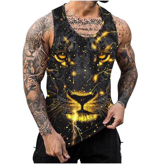 ZCFZJW Cute Animal Print Tank Tops for Men Big and Tall Regular Fit Casual Summer Sleeveless Graphic Tees Shirt Trendy Crew Neck Workout Tshirt Vest Multicolor#08 XL