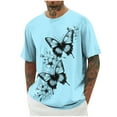 thumbnail image 1 of ZCFZJW Cute Butterfly Tops for Men Big and Tall Casual Summer Short Sleeve Oversized Crewneck Graphic T-Shirts Lightweight Pullovers Light Blue XXXXL, 1 of 5