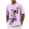 thumbnail image 1 of ZCFZJW Cute Butterfly Tops for Men Big and Tall Casual Summer Short Sleeve Oversized Crewneck Graphic T-Shirts Lightweight Pullovers Purple XL, 1 of 5