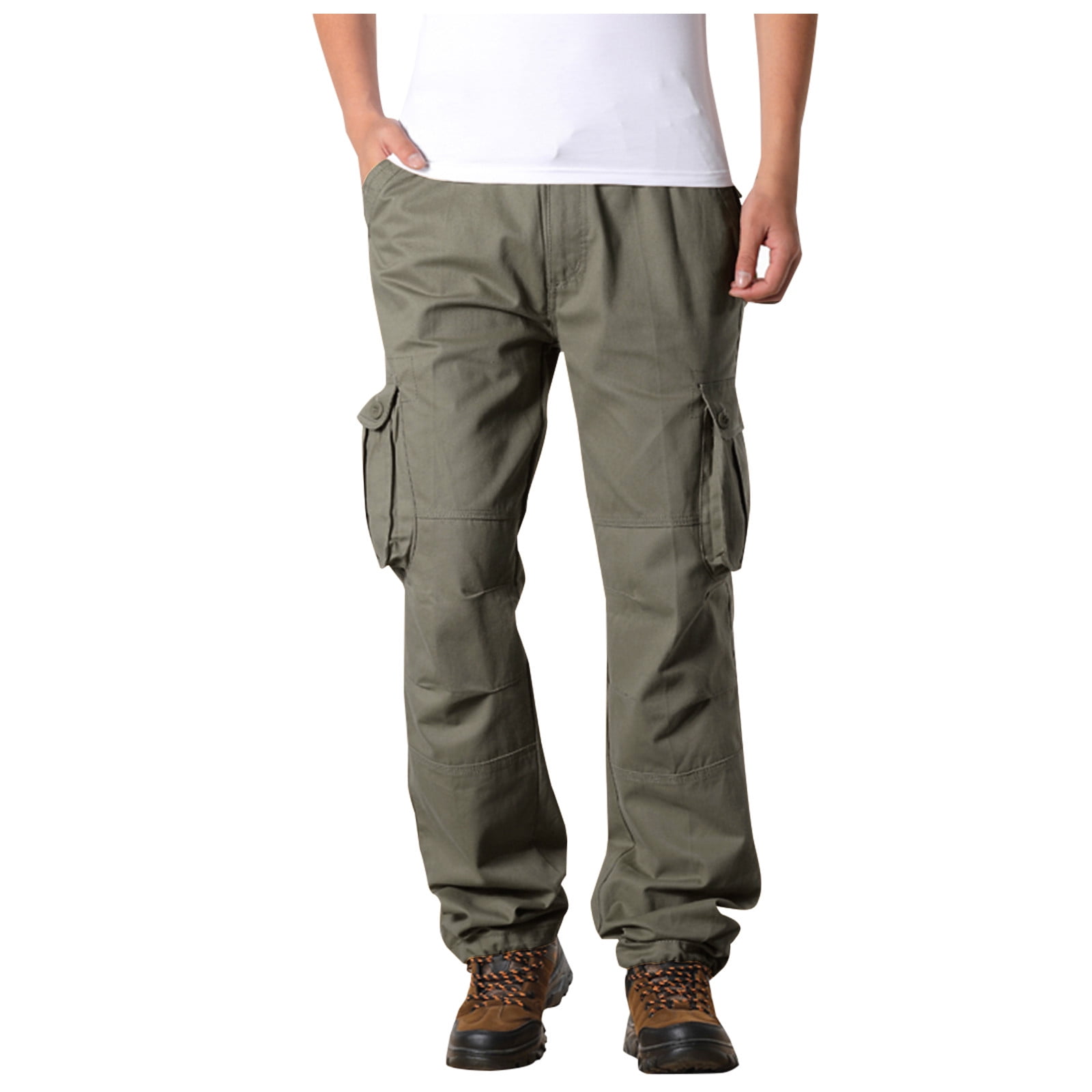 Petite Green Camo Buckle Front Cargo Pants