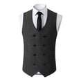 thumbnail image 1 of ZCFZJW Double Breasted Western Suit Vest for Men Herringbone Tweed Vest Retro Business Waistcoat Cowboy Style Fall Outwear Black S, 1 of 6