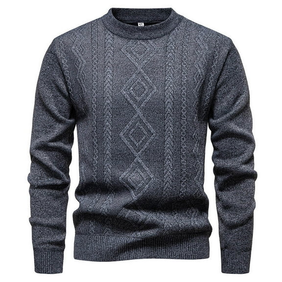 ZCFZJW Fall Crewneck Sweaters for Men Lightweight Casual Fall Long Sleeve Basic Cable Knit Pullover Jumper Tops Fashion Thermal Outfit Clothes 2025 Gray XL