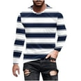 thumbnail image 1 of ZCFZJW Fall Crewneck Sweatshirts for Men Colorful Striped Print Long Sleeve Graphic Athletic T-Shirts Loose Lightweight Casual Pullover Tops Navy#01 L, 1 of 6