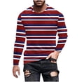 thumbnail image 1 of ZCFZJW Fall Crewneck Sweatshirts for Men Colorful Striped Print Long Sleeve Graphic Athletic T-Shirts Loose Lightweight Casual Pullover Tops Wine#01 XXL, 1 of 6