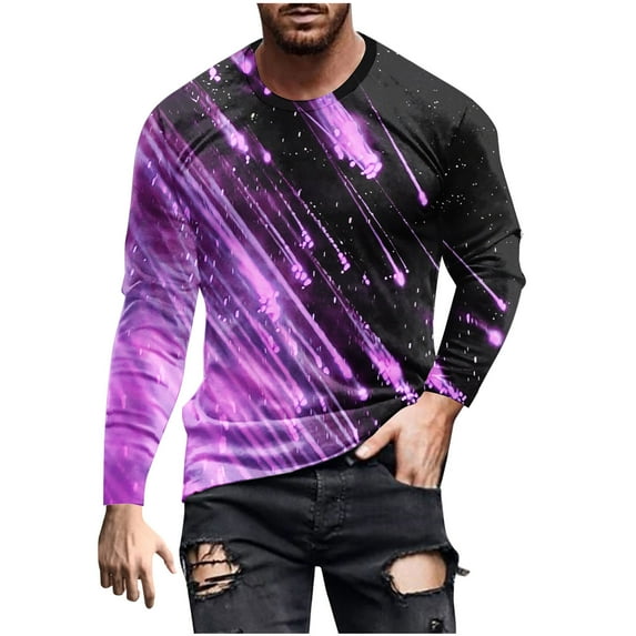 ZCFZJW Fall Crewneck Sweatshirts for Men Big and Tall Regular Fit Casual Long Sleeve Graphic Pullover Tops Trendy Outdoor Fitness Tees Shirt Pink L