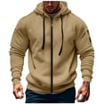 thumbnail image 1 of ZCFZJW Fall Hoodies for Men Zip up Lightweight Hoodie Big and Tall Sweatshirt Casual Fashion Jackets Trendy Outwear Coat Tops with Zipper Pockets Khaki XXXL, 1 of 6