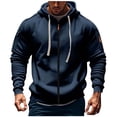 thumbnail image 1 of ZCFZJW Fall Hoodies for Men Zip up Lightweight Hoodie Big and Tall Sweatshirt Casual Fashion Jackets Trendy Outwear Coat Tops with Zipper Pockets Navy XXL, 1 of 6