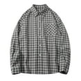 thumbnail image 1 of ZCFZJW Fall Long Sleeve Shirts for Men Plaid Button Down Shirt Lightweight Casual Soft Cotton Checkered Printed Lapel Collared T-Shirt with Pockets Black XXL, 1 of 8