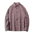 thumbnail image 1 of ZCFZJW Fall Long Sleeve Shirts for Men Plaid Button Down Shirt Lightweight Casual Soft Cotton Checkered Printed Lapel Collared T-Shirt with Pockets Purple M, 1 of 8