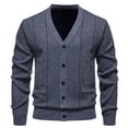 thumbnail image 1 of ZCFZJW Fall Mens Cardigans Sweater Tops Lightweight Casual Long Sleeve Button Down V Neck Cardigan Outwear Coat Cable Knit Sweaters Shirts Dark Gray XXL, 1 of 10