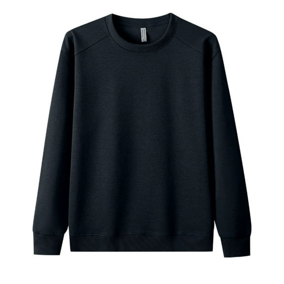ZCFZJW Fall Mens Crewneck Sweatshirts Lightweight Casual Long Sleeve Basic Athletic Pullover T-Shirts Loose Regular Fit Cotton Thermal Tees Tops Navy XXXL