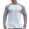 thumbnail image 1 of ZCFZJW Fall Mens Fashion Raglan Long Sleeve T-Shirts Big and Tall Regular Fit Casual Round Neck Pullover Sweatshirts Trendy Athletic Workout Tees Tops Gray M, 1 of 5