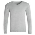thumbnail image 1 of ZCFZJW Fall Mens Sweaters Lightweight Casual Solid Color Long Sleeve V Neck Knit Pullover Sweater Tops Slim Fit Basic T-Shirts Gray XXXL, 1 of 4