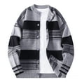 thumbnail image 1 of ZCFZJW Fall Sweaters for Men Casual Striped Color Block Print Long Sleeve Button up Cardigan Outwear Jacket Big and Tall Regular Fit Cozy Pullover Jumper Tops Gray XXL, 1 of 7