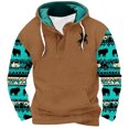 thumbnail image 1 of ZCFZJW Fashion Aztec Ethnic Style Print Hooded Sweatshirts for Men Regular Fit Casual Long Sleeve Patchwork Henley Hoodie T-Shirts Western Drawstring Pullover Tops with Pockets L, 1 of 5