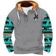 thumbnail image 1 of ZCFZJW Fashion Aztec Ethnic Style Print Hooded Sweatshirts for Men Regular Fit Casual Long Sleeve Patchwork Henley Hoodie T-Shirts Western Drawstring Pullover Tops with Pockets L, 1 of 5