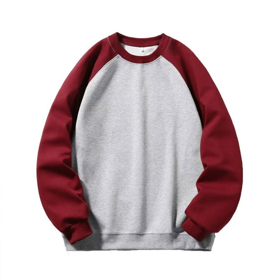 ZCFZJW Fashion Crewneck Sweatshirts for Men Big and Tall Regular Fit Casual Raglan Long Sleeve Basic Athletic T-Shirts Loose Oversized Baggy Pullover Tops Red XXXL