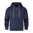 thumbnail image 1 of ZCFZJW Fashion Hoodie Jackets for Men Big and Tall Regular Fit Casual Fall Winter Long Sleeve Drawstring Hooded Pullover Sweatshirts Lightweight Comfy Outwear Tops with Pockets Navy S, 1 of 3