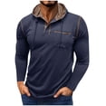 thumbnail image 1 of ZCFZJW Fashion Hoodie T-Shirts for Men Lightweight Casual Fall Long Sleeve Drawstring 1/4 Button up Henley Shirts Basic Athletic Hooded Tops with Pockets Blue S, 1 of 8
