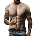 thumbnail image 1 of ZCFZJW Fashion Mens Summer T-Shirts Crewneck Cool Short Sleeve Funny 3D Fake Abs Pattern Graphic Print Top Casual Athletic Tees Khaki#04 XL, 1 of 9